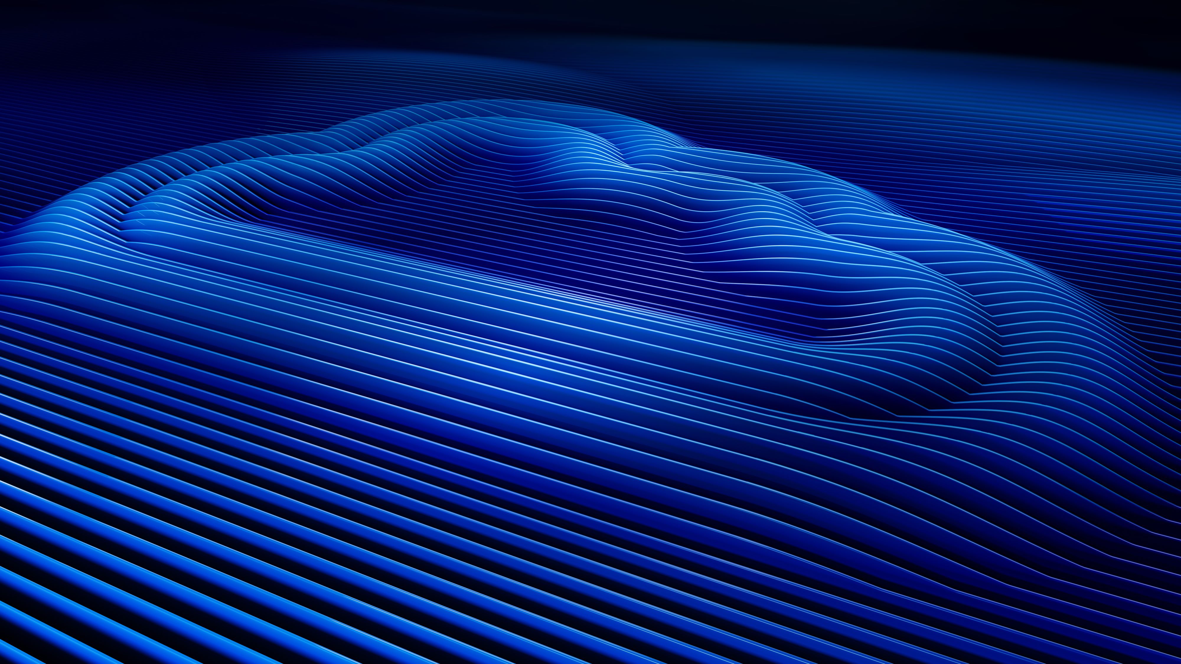 Abstract blue 3D surface — parametric lines and waves
