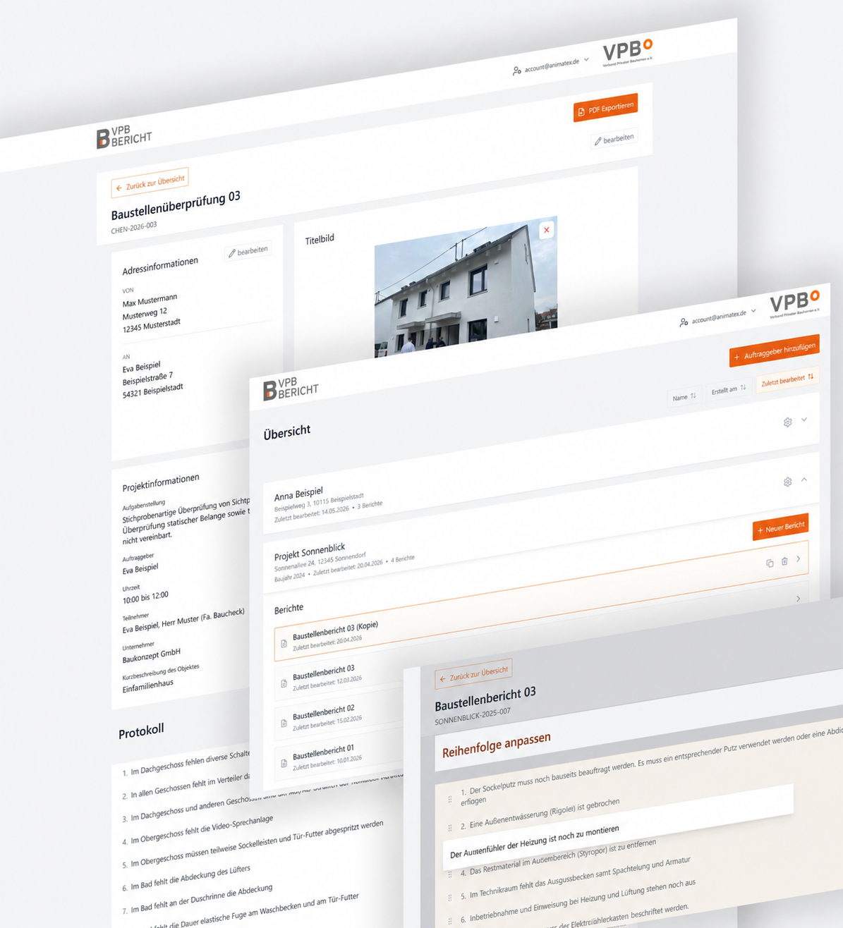 VPB Bericht — construction inspection app interface