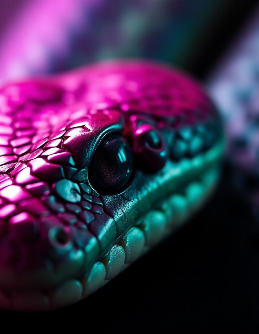 Iridescent snake scales in macro
